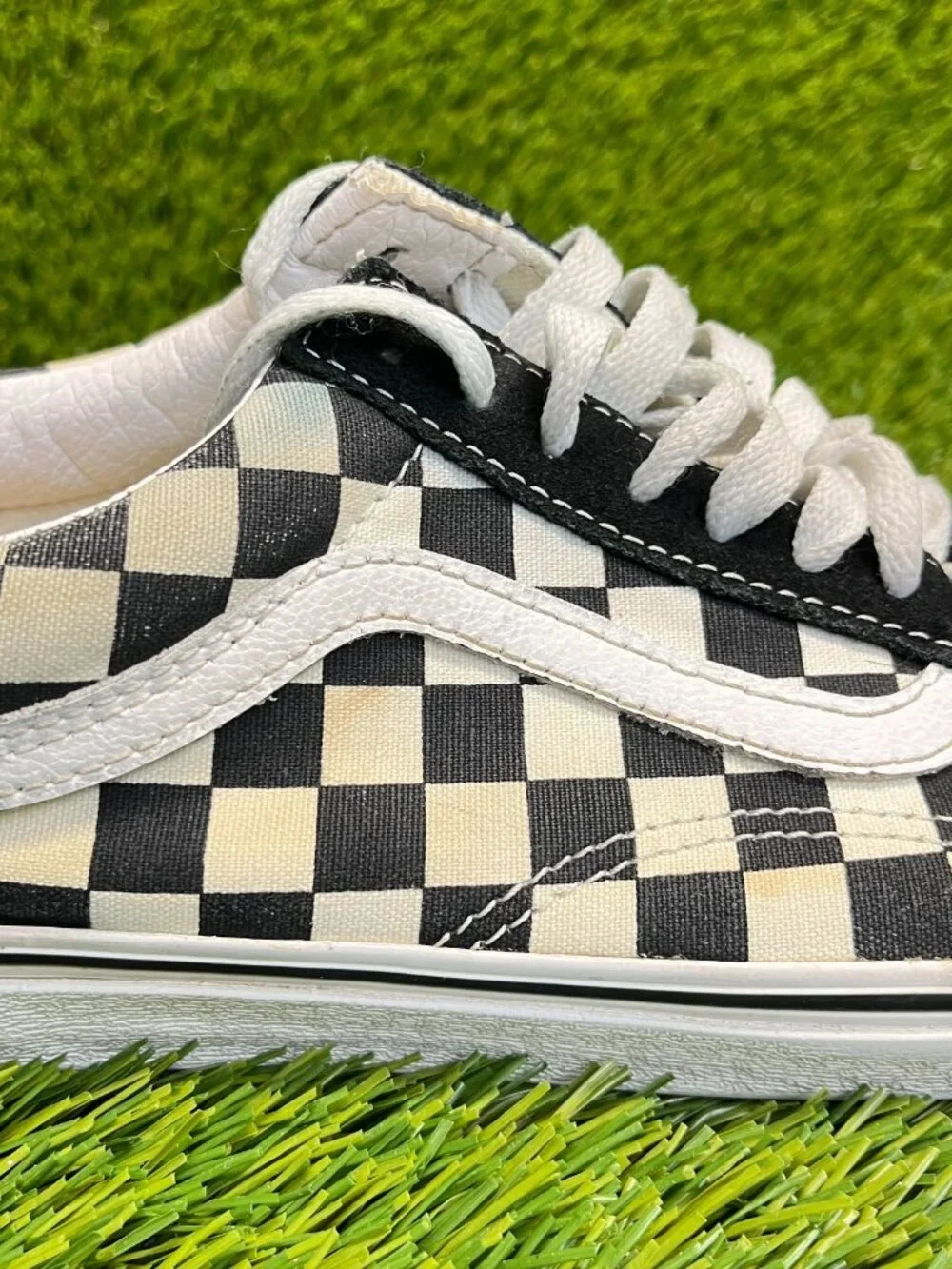Vans Old Skool Checkerboard Mens Size 7.5 Black White Athletic Shoes‎ Sneakers